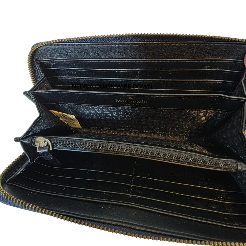 Kate Spade Neda Briar Lane Night Rose Wallet - Navy Blue Calf Leather - Picture 5 of 5